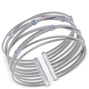 Swiss Blue Topaz Cuff Bracelet Sterling Silver